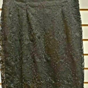 NATIVEWEAR DESIGNS *SKIRT* BLACK LACE-BEADED SCALLOPPED BOTTOM.- SZ 6 BEAUTIFUL